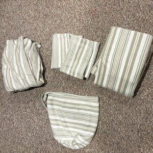 Cuddl Duds Twin Flannel Sheet Set – Green, White & Tan Striped